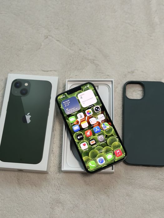 iPhone 13 Green impecabil 128 GB 88% full box + husa