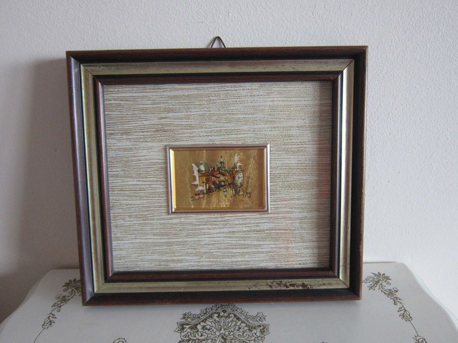 cadou rar Italia 1970 Peisaj pe foita de aur miniatura