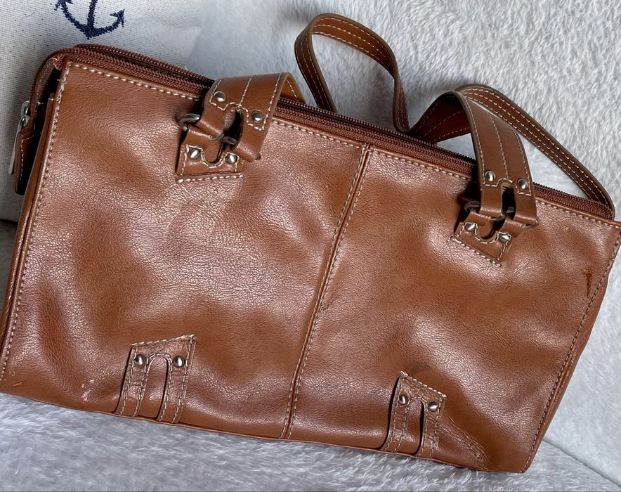 Оригинална дамска чанта Fossil, естествена кожа страхотен цвят