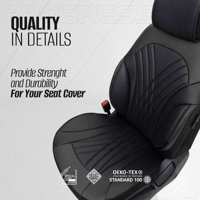 Тапицерия Otom за седалки Progres Черно/Червено - Пълен Комплект