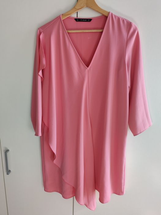 Рокля розова ZARA с ръкав - Размер S