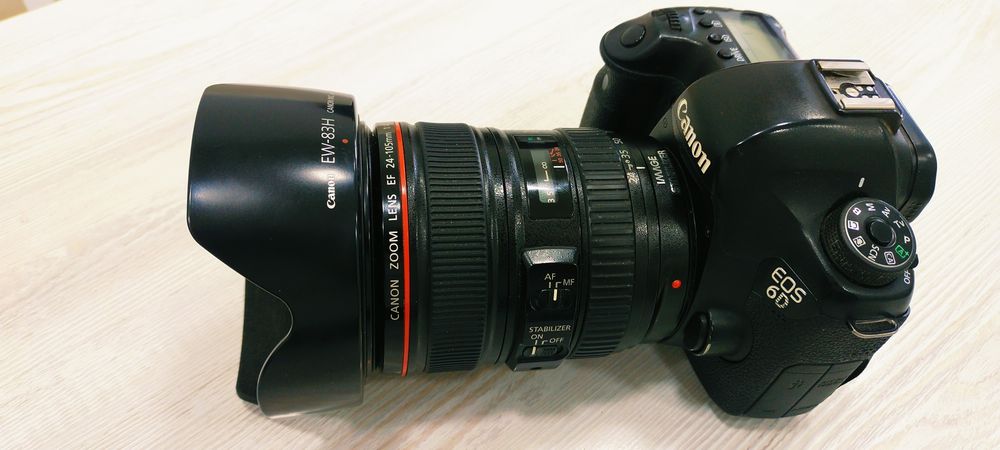 Canon 6d Sotiladi xolati idial 
Complect 24-105 Abyektiv 
2 ta batary