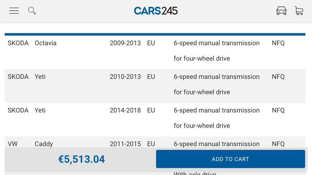 6  степенна ръчна скоростна кутия  с раздатка за VW SKODA  AUDi