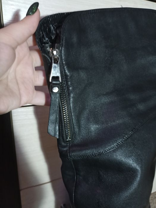 Сапоги ботфорты кожаные