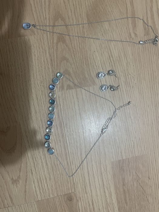 Vand 2 lănțișoare din Argint 925 cu cristale +  cercei Argint 925