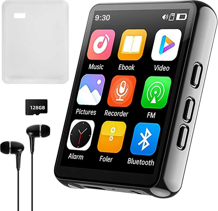 Cetoon 128GB MP3 плейър с Bluetooth, преносим цифров музикален, черен