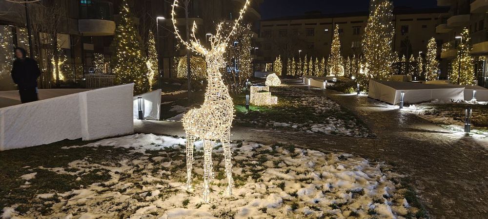 Новогоднее премиум оформление фасадов зданий магазинов домов офисов