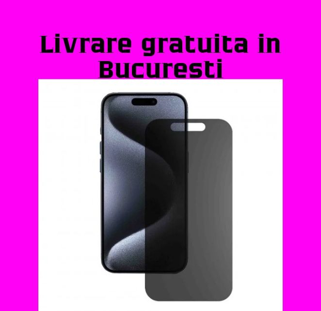 Folie sticla Privacy iPhone 11, 12, 13 Pro, 14, 14 Max, 15, 16, 17 Pro