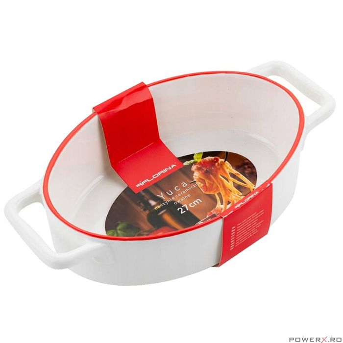 Vas termorezistent din ceramica oval pentru cuptor, 27 x 15 x 6.5 cm,