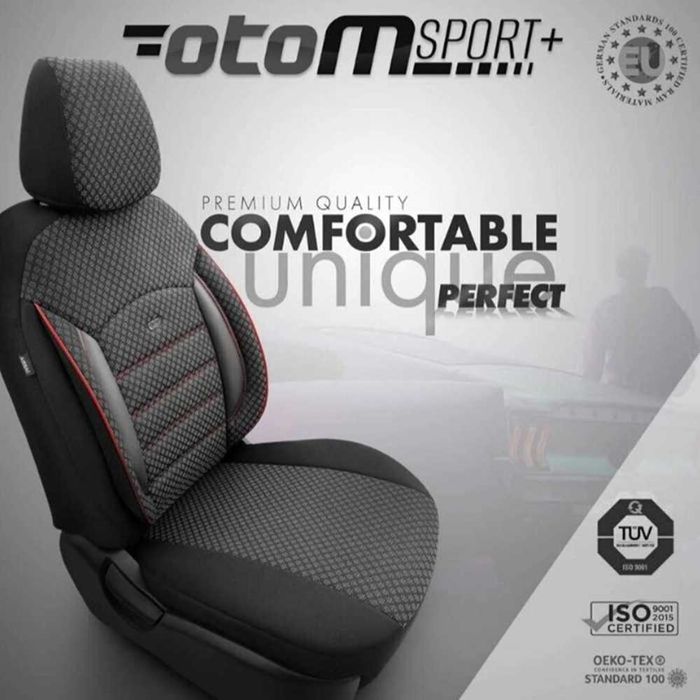 Универсална тапицерия за автомобил Otom Sport Plus - Черно/Червен кант