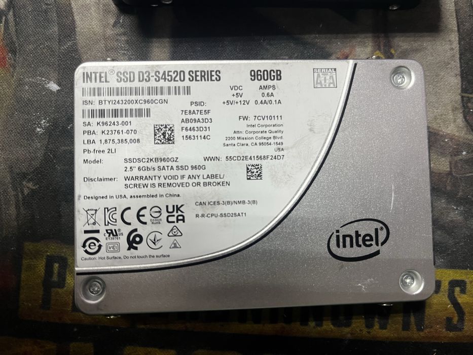 Серверные ссд 480/960gb 100%