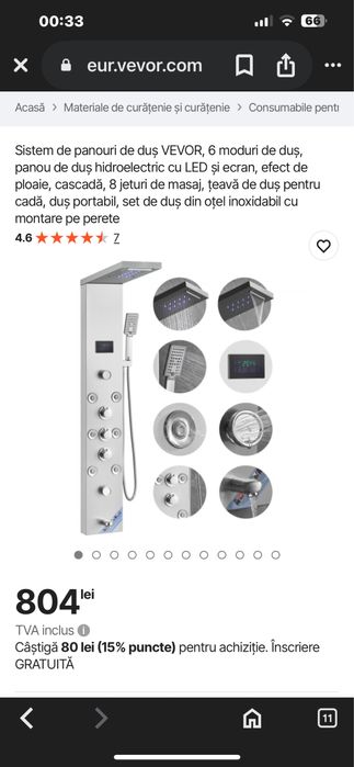 Consola cabina de dus