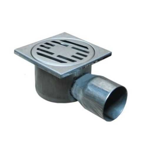 Трап нержавеющий вертикальный; горизонтальный, решетка 250х250 мм