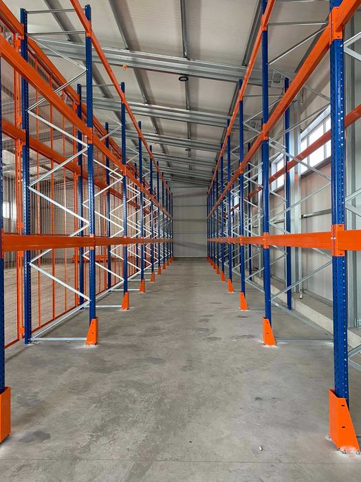 Стелажи за палети 8.50м дължина на редица с 1+2 нива за 27 палетоместа