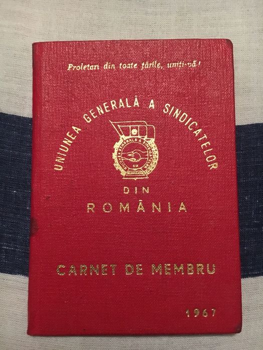 Carnet membru sindicat perioada comunista 1967