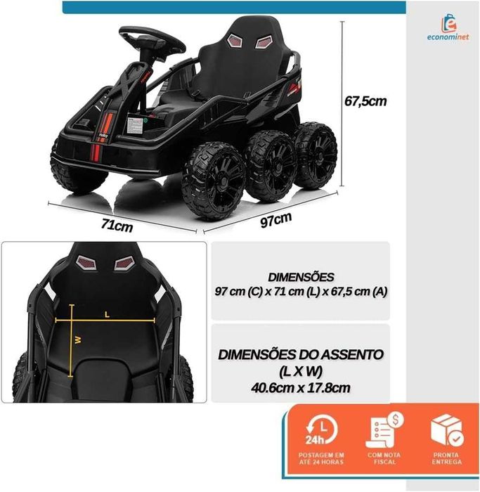 UTV electric pt 2 copii Kinderauto BJSX2319 6x6 300W 24V Black