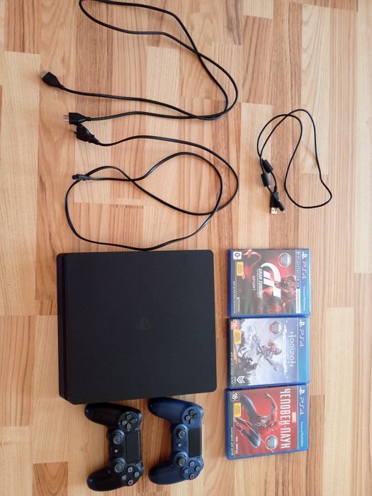 Sony PS4 slim + геймпады + игры (полный комплект)