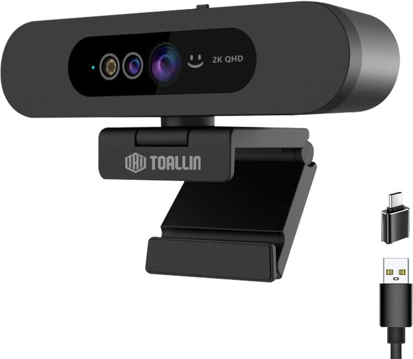 TOALLIN 2K QHD уеб камера за Windows Hello Face Login, IR камера