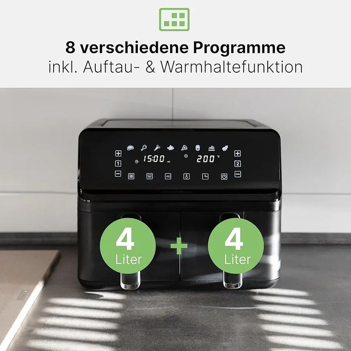 Двоен фритюрник с горещ въздух/Air Fryer Clatronic FR 3804 H черен 8 л
