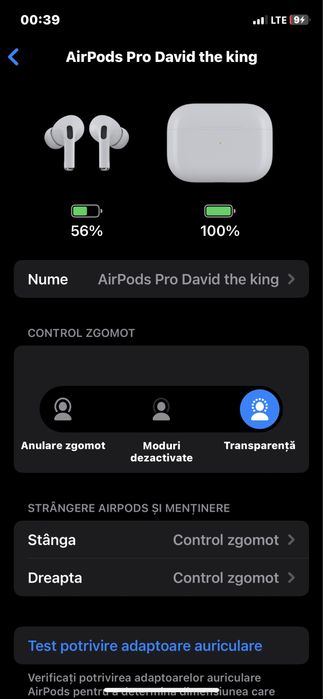 Căști Wireless AirPods Pro cu ANC (Anulare Zgomot) – Pachet Complet, Stare Ca Nouă