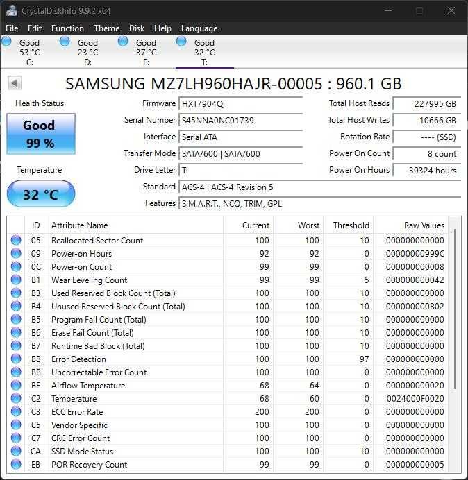 SSD pm883 960GB samsung