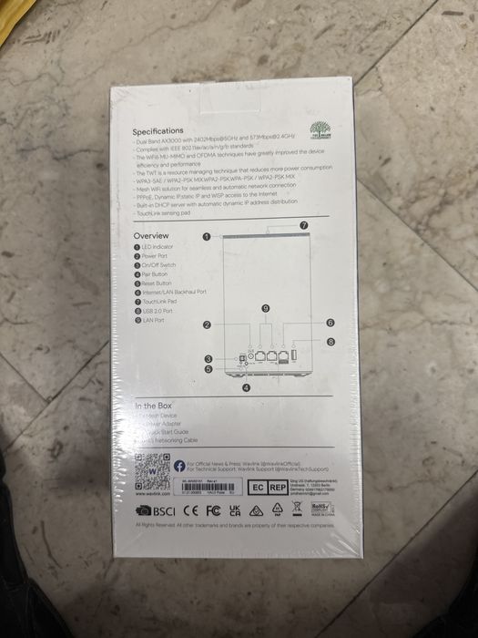 Router wifi 6 mesh wavkink Halo Pulse ax3000 2.4ghz 5ghz nou sigilat