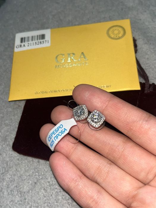 Серьги 925 с бриллиан муссинить