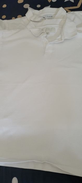 Tricouri polo albe baieti, 5 buc,   152 cm.