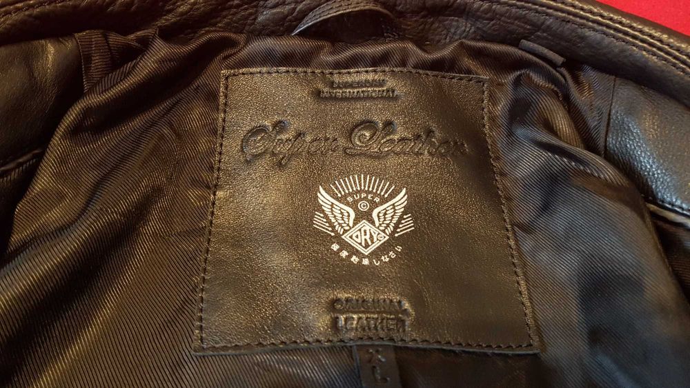 SUPERDRY мото яке от естествена кожа