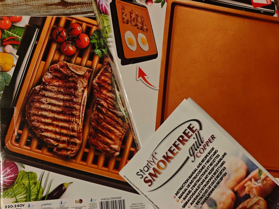 ПРОМО!БЕЗДИМНА Ел. скара/грил+туч плоча с МЕДНО незалепващо покритие