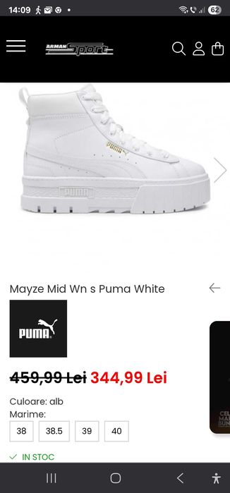 Vand ghete Puma white piele Mayze