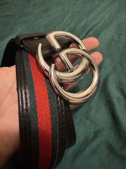 Curea Gucci cu catarama argintie