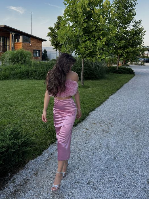 Комплект/ сет пола и бюстие, сатен и пера