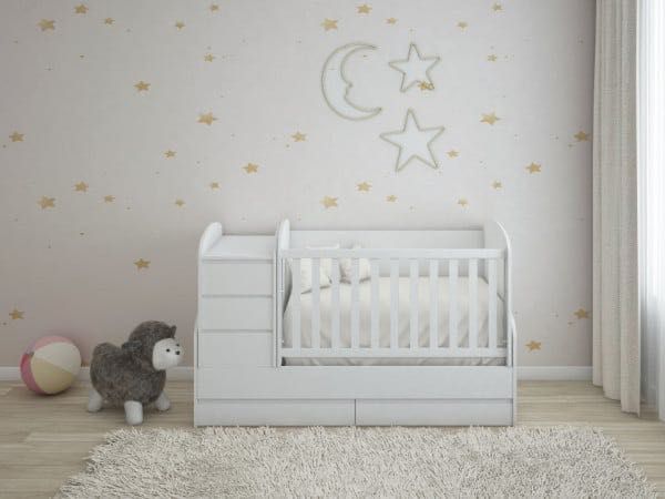 Бебешка кошара Луна бяла 3 в 1