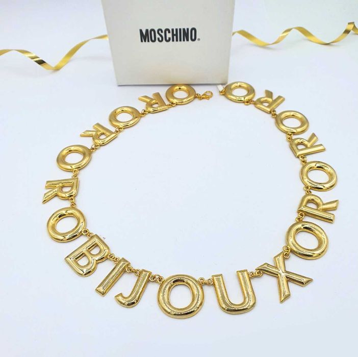 Vintage Moschino 1990s gold-plated колие BIJOUX - autentic с сертификат, рядко колекционерско
