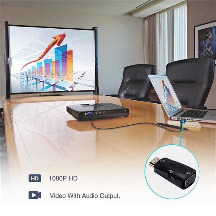 Мъжки HDMI към женски VGA адаптер, FullHD конвертор за компютър TV Box