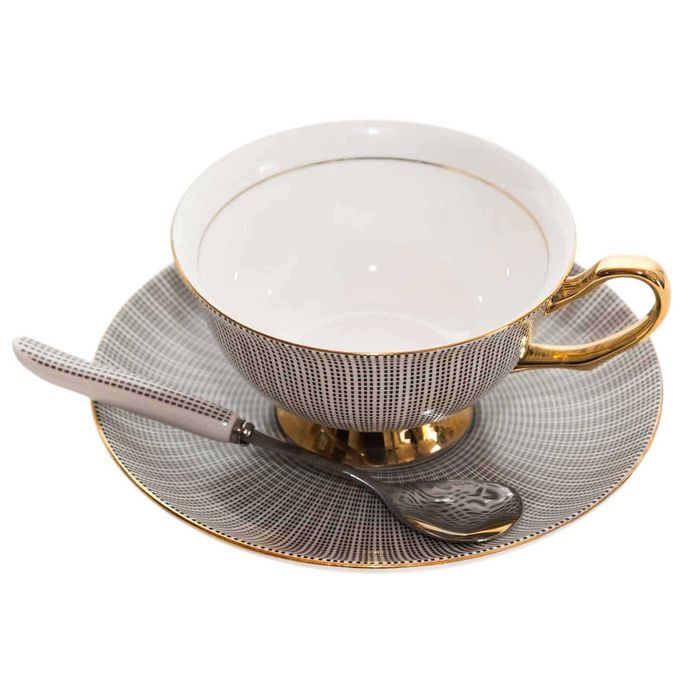 Комплект чаша с чинийка и лъжичка – подаръчен