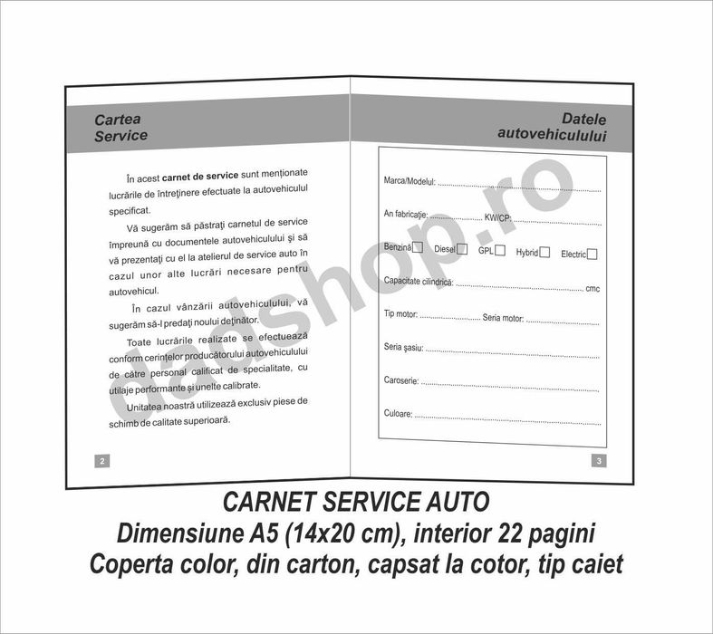 Cartea Service - Carnet Service Auto