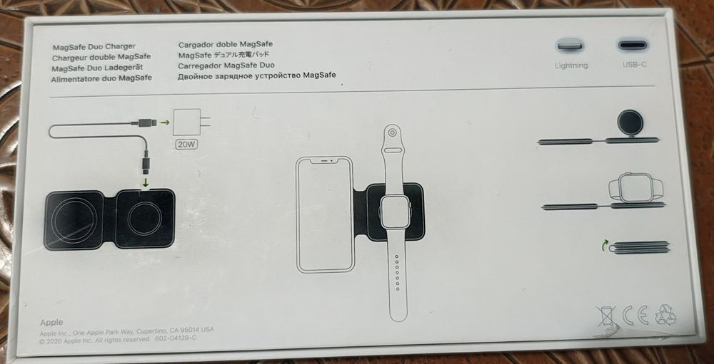 Incarcator wireless APPLE MagSafe Duo Charger, MHXF3ZM/A, USB-C, 14W, alb