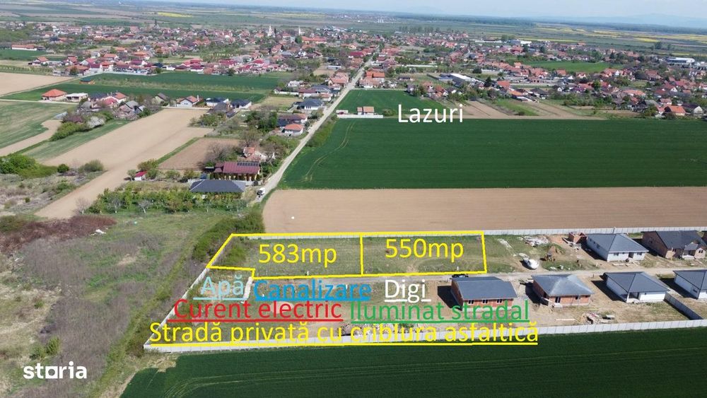 Teren intravilan 583mp| Lazuri | PUZ APROBAT | Proiect  casa parter