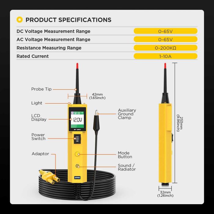 Интелигентен цифров мултимер,AUTOOL BT260,тестер електрически вериги