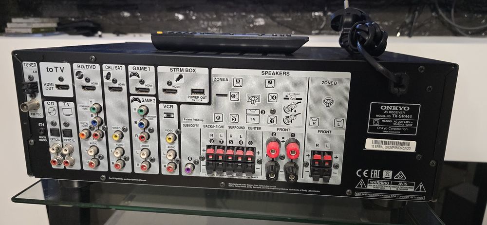 Receiver 7.1 Onkyo TX-SR444 Dolby Atmos Bluetooth 4k usb hdmi arc