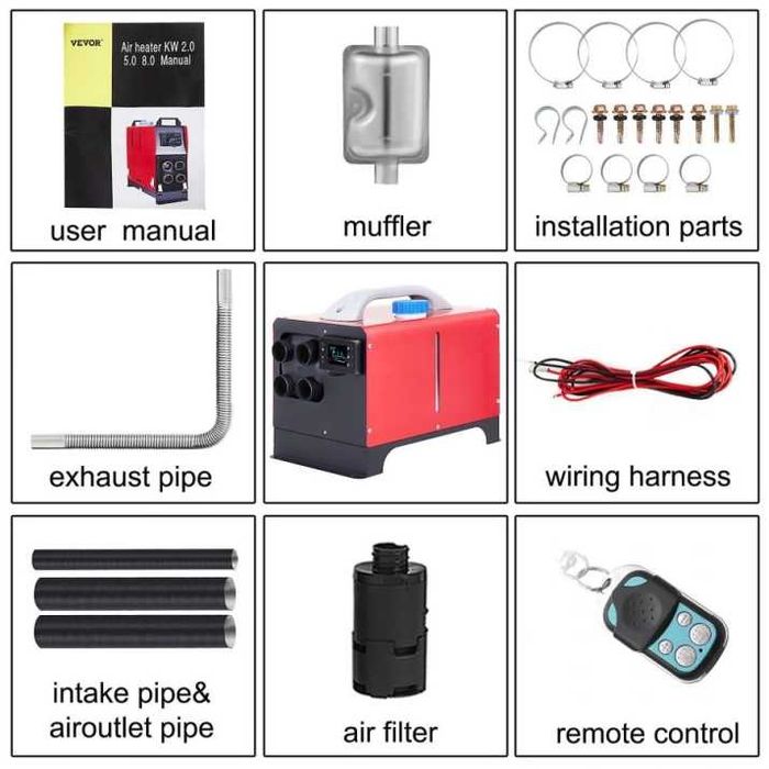 Дизелова суха печка 8kW 12V/24V с куфар и алуминиево ядро