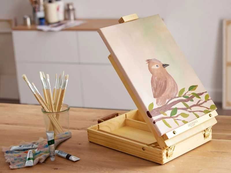 НОВИ! Настолен статив - куфар за рисуване регулируем масив