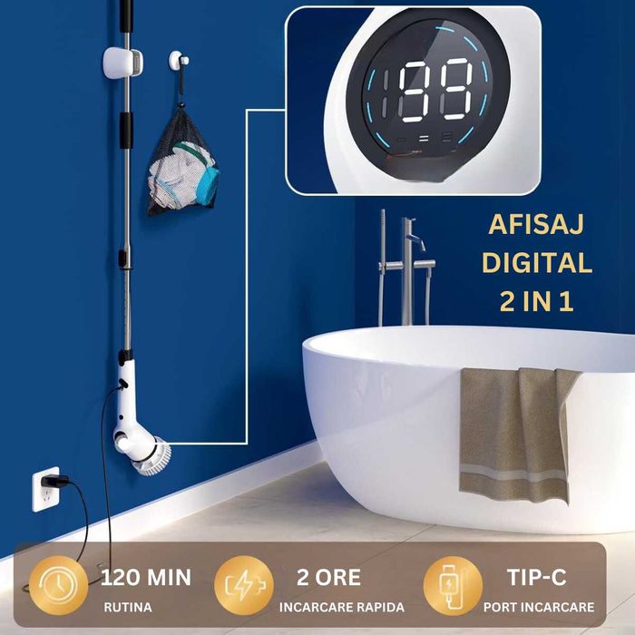 Perie electrica rotativa pentru curatare eficienta, multifunctionala