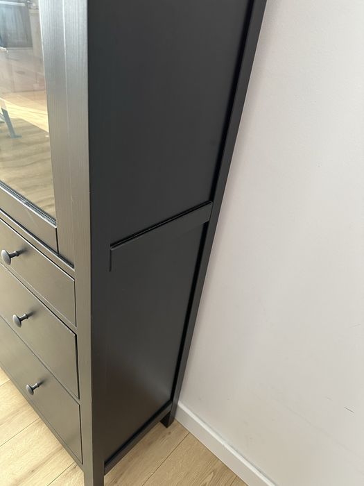 Hemnes  Corp uși sticlă+3 sertare, negru-maro