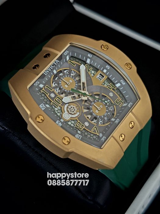 INVICTA Racing Strada Gold/Green 47 mm, Инвикта нов ръчен часовник