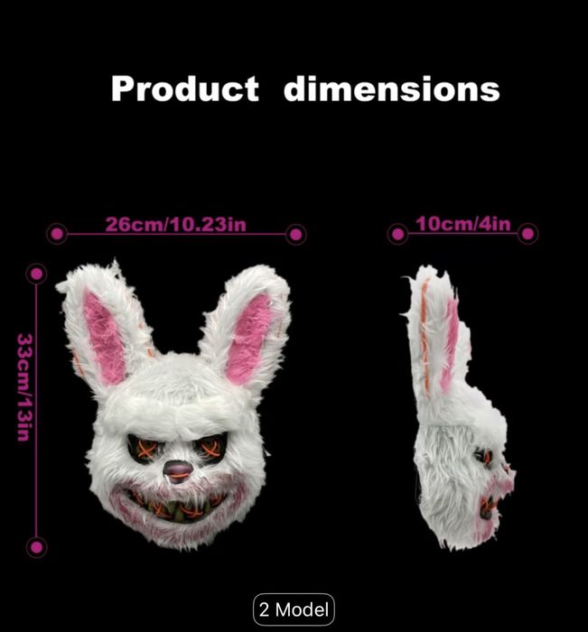 LED светеща маска за Helloween. Изключително ефективна Drippin Bunny Helloween Mask