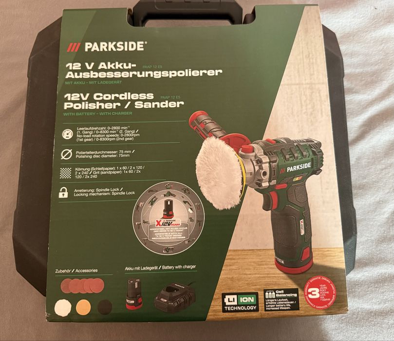 Полирмашина parkside x12v комплект батерия и зарядно