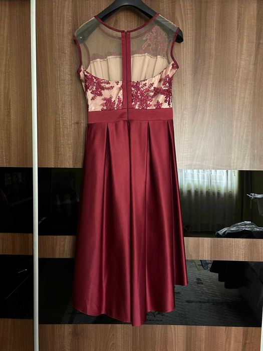 Rochie de seara Fany Lux Scurta Burgundy & Crem